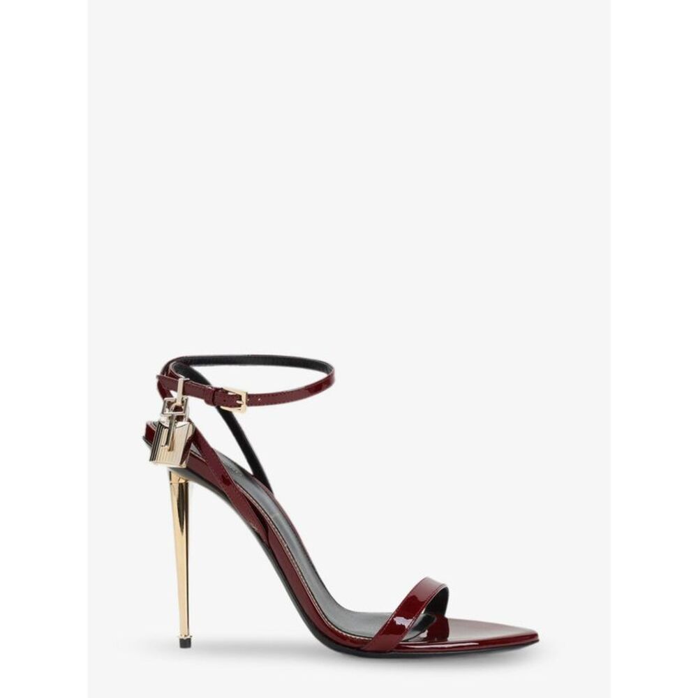 Tom Ford Women Patent Leather Sandals With Iconic Metal Padlock